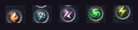 The five element icons: Fire, Ice, Vorpal, Wind and Lightning.