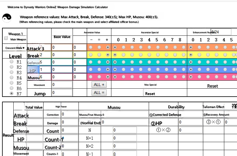 Weapon Simulation Calculator (Updated to Chakram 2016-05-12)